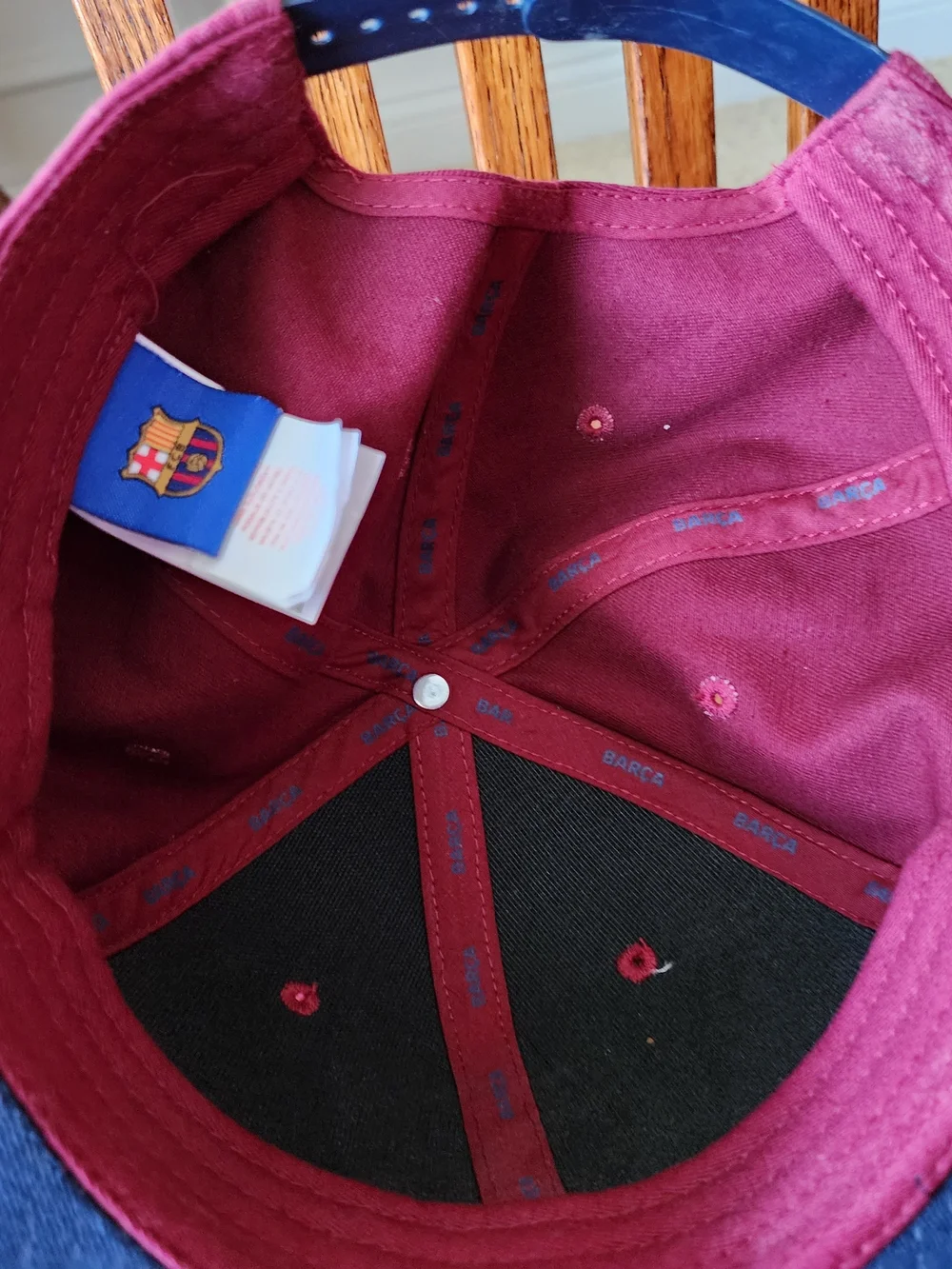 Maroon Embroidered Crest FC Barcelona Soccer Snapback Hat